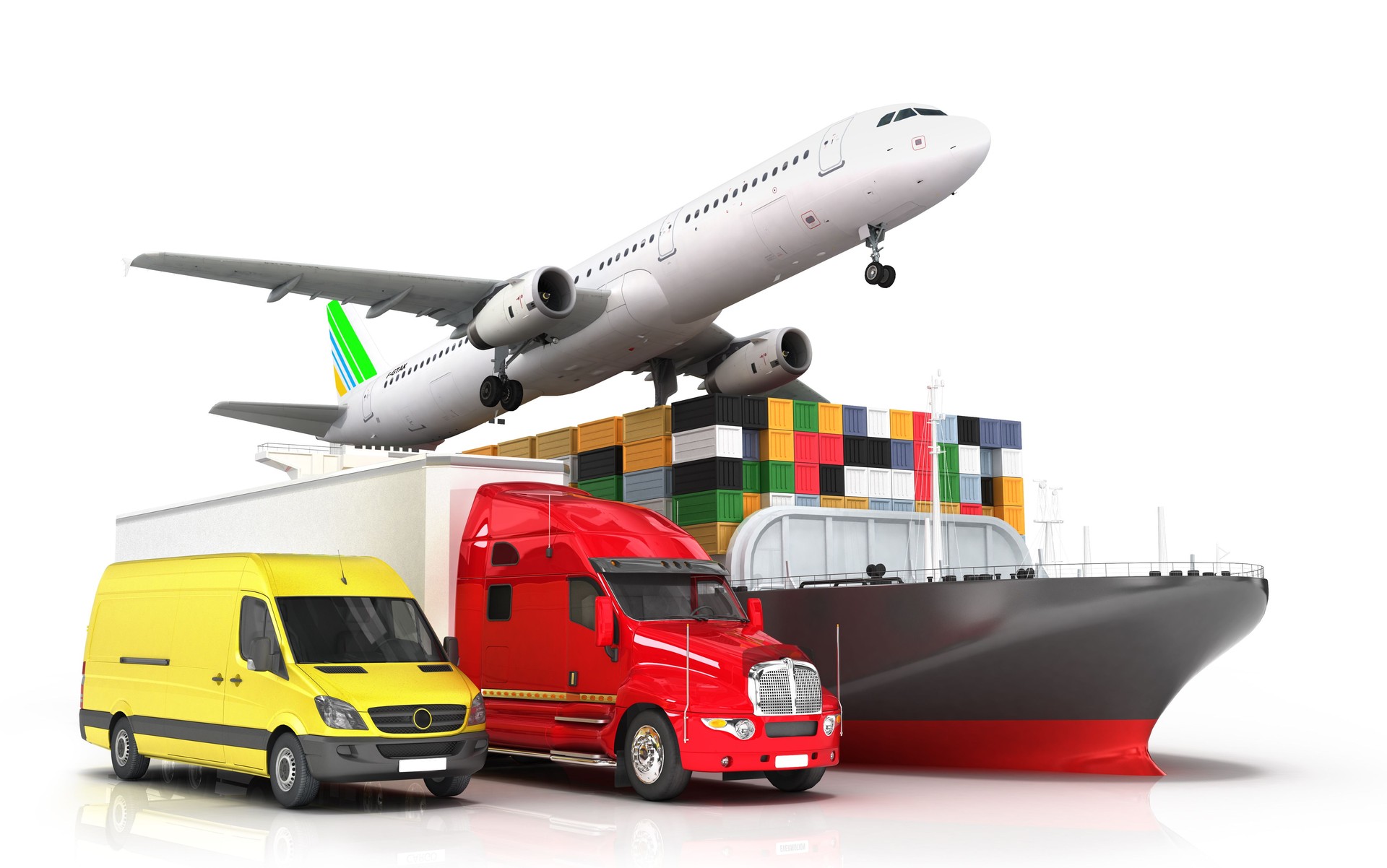 render of different modes of transport